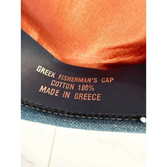 Greek Fishermen Blue and Black Denim Cap - Picture 7 of 9